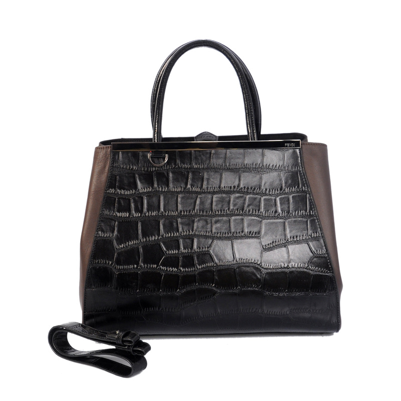 F2552M Fendi Autunno Inverno 2012 2Jours nero originale Croco Leathe